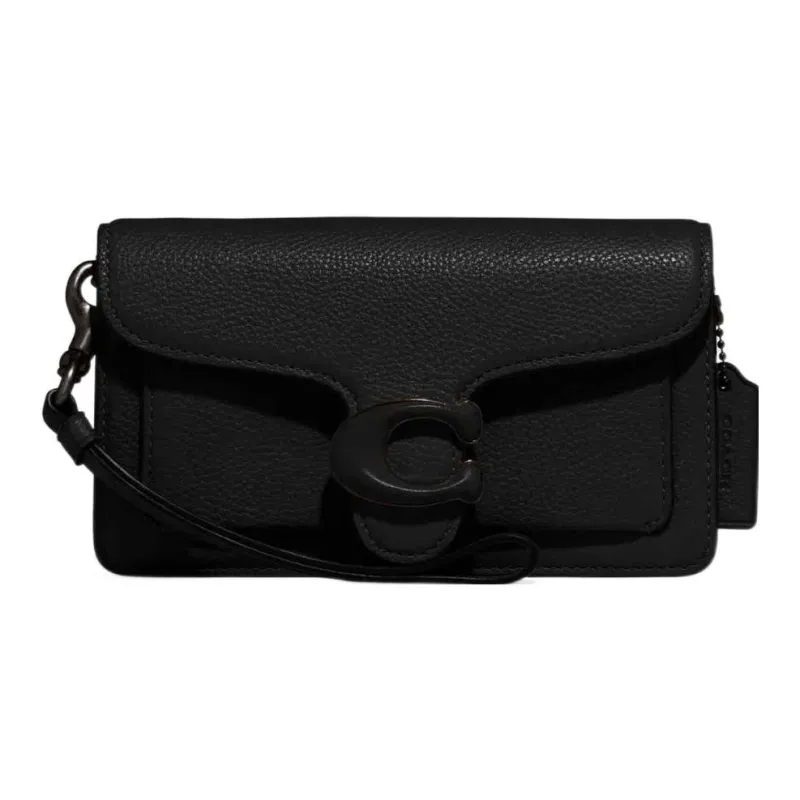 COACH Wristlet Pebbled Cow Leather Zhi Sheng Bag Handbag Shoulder Bag Crossbody Bag Small Size Women's Black-0