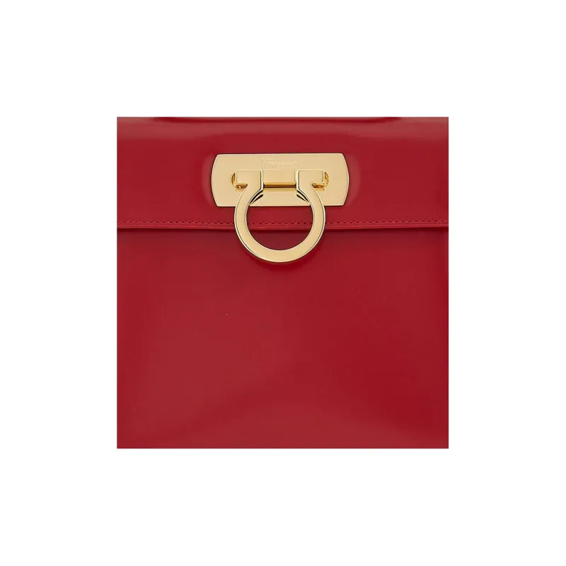 FERRAGAMO Cow Leather Handbag Trumpets Women's Red-3