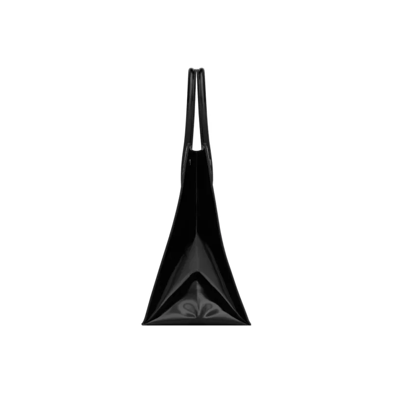 SAINT LAURENT Rive Gauche Mesh With Glossy Leather Tote Bag, Shopping Bag, Handbag Women's Black-1
