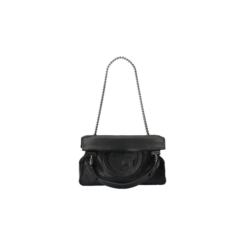GUCCI Blondie Leather Tote Bag, Shopping Bag, Handbag Trumpets Women's Black-1