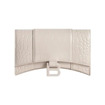 Balenciaga Hourglass Crocodile Embossed Calfskin Shoulder Bag, Crossbody Bag, Wallet Women's Light Umber