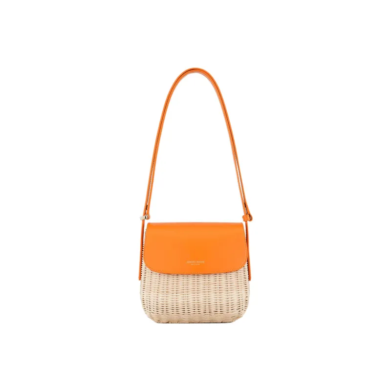 AMANI Woven Wicker With Leather Portable Crossbody Bag, Shoulder Bag Women's-0