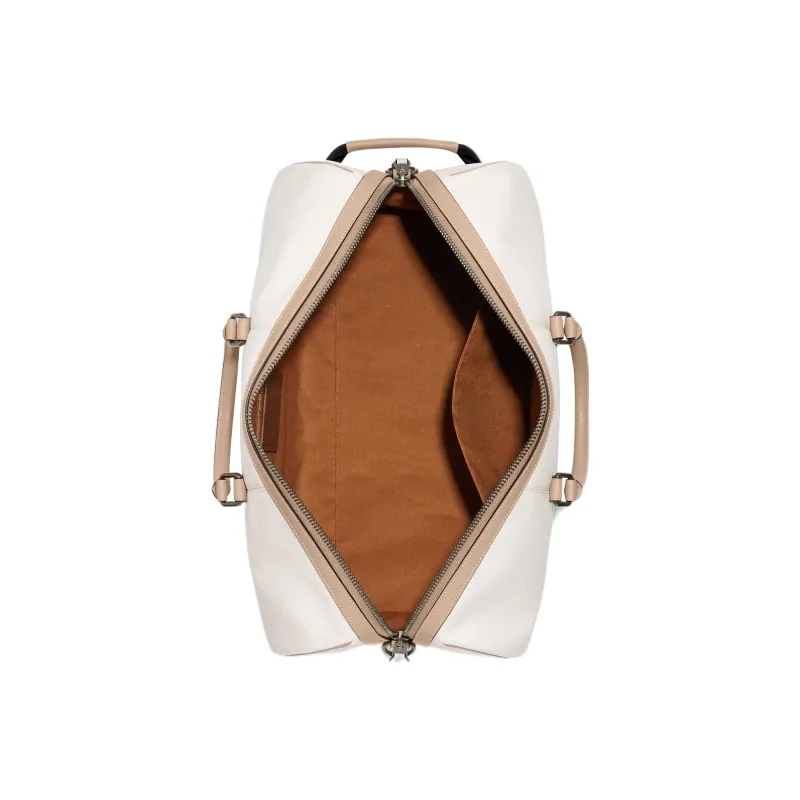 COACH Venturer Pebbled Leather With Smooth Calfskin Leather Boston Bag Handbag Tubas Men's White & Light Khaki-2