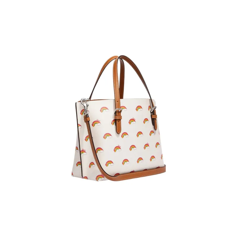 COACH Mollie Canvas With Leather Tote Bag Shopping Bag Handbag Shoulder Bag Crossbody Bag Medium Size Women's White-1