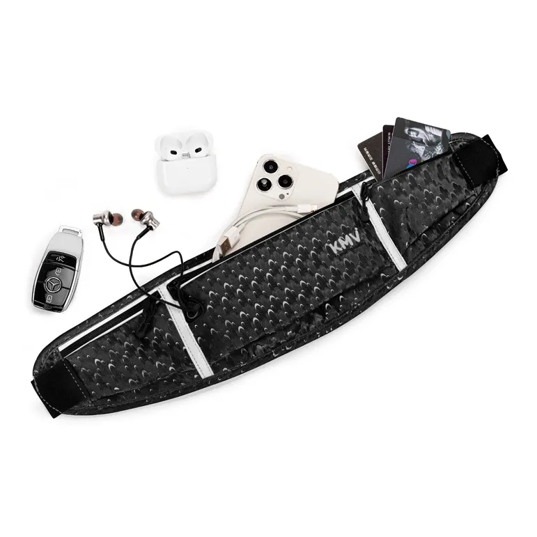 KMV Polyester Polyester Running Cell Phone Pouch Fanny Pack Unisex Waterdrop Silver/Black-4