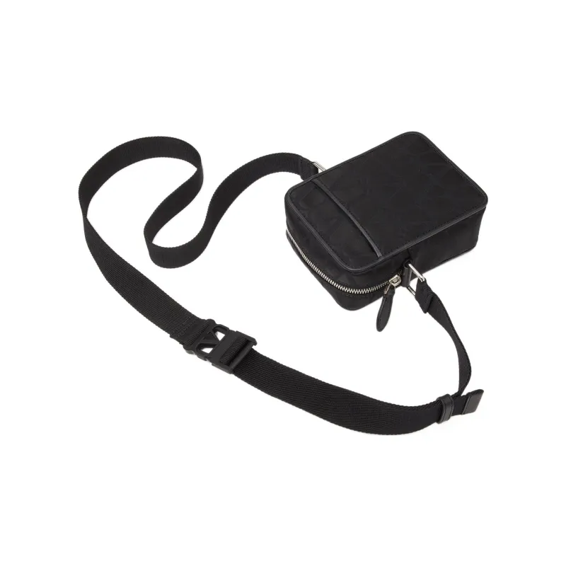 Valentino Nylon Shoulder Bag, Crossbody Bag Small Size Men's Black-4