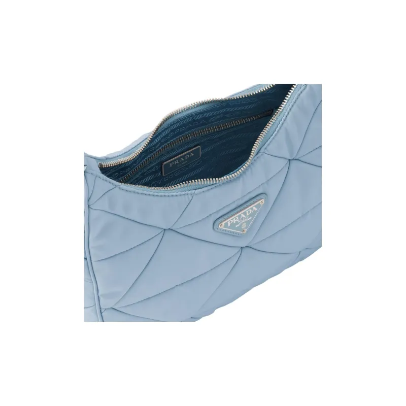 PRADA Fabric Hobo Bag Crossbody Bag Shoulder Bag Women's Light Blue-4
