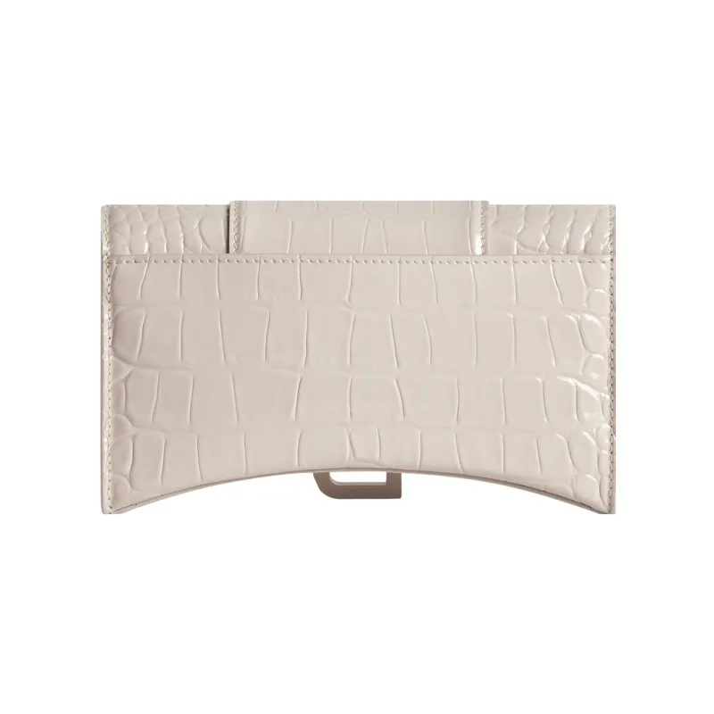 Balenciaga Hourglass Crocodile Embossed Calfskin Shoulder Bag, Crossbody Bag, Wallet Women's Light Umber-4