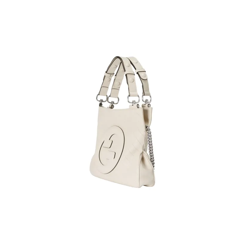 GUCCI Blondie Leather Tote Bag Shopping Bag Handbag Small Size Women's White-2