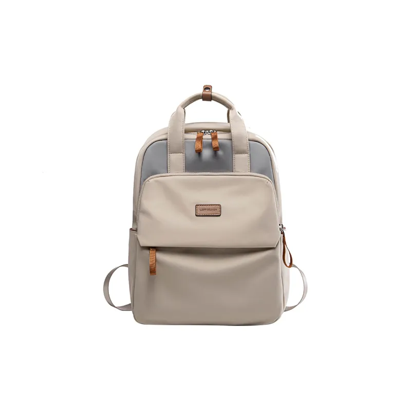 LEFF Fabric Laptop Backpack Medium Size Women's Milk Tea Apricot Sweet Apricot Pink Classic Black-5