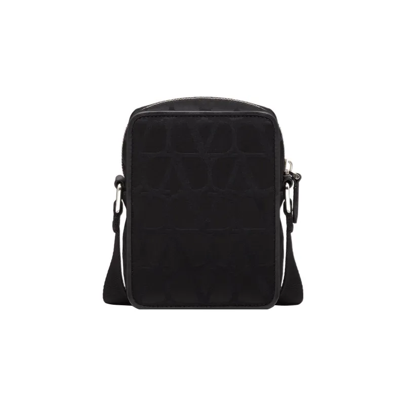 Valentino Nylon Shoulder Bag, Crossbody Bag Small Size Men's Black-3