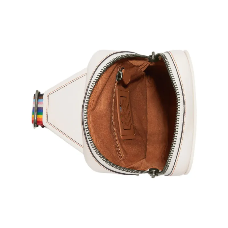 COACH Sullivan Canvas With Leather Sling Bag Fanny Pack Shoulder Bag Crossbody Bag Small Size Men's Rainbow & White-2