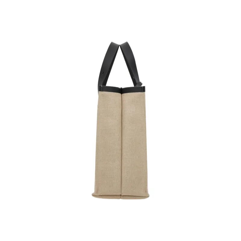 FERRAGAMO Fabric With Calfskin Tote Bag Shopping Bag Shoulder Bag Handbag Men's Natural/Black-1