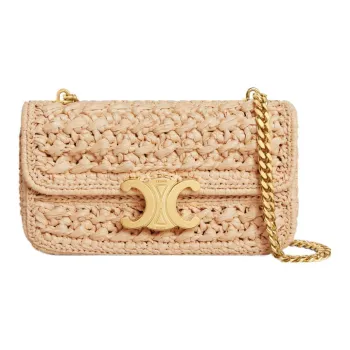 CELINE Plant Material Crossbody Bag Shoulder Bag Women's Natural Color