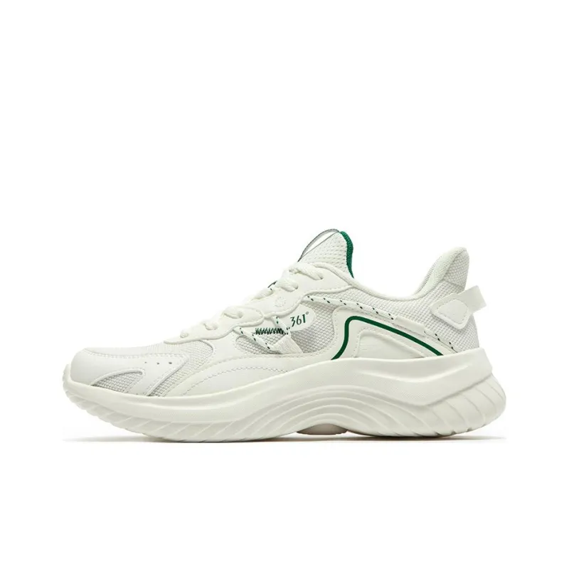 361° Cushioning Abrasion Resistant Breathable Low Top Running Shoes Women's White Green-0