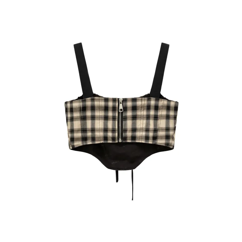 CHUU Tank Tops Women's Black Plaid-1