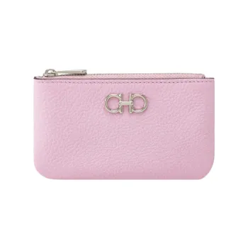 FERRAGAMO GANCINI Hammered Calfskin Key Pouch Women's Pink