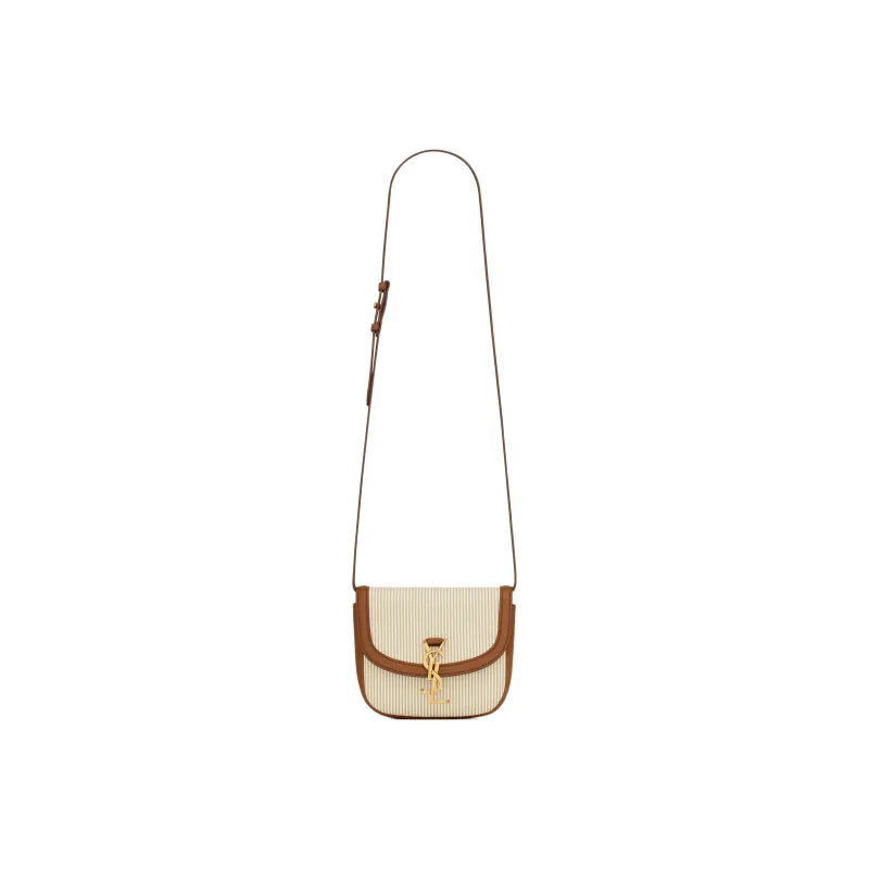 SAINT LAURENT KAIA Canvas With Tanned Leather Canvas Bag Shoulder Bag Crossbody Bag Small Size Women's Beige/Brick-1