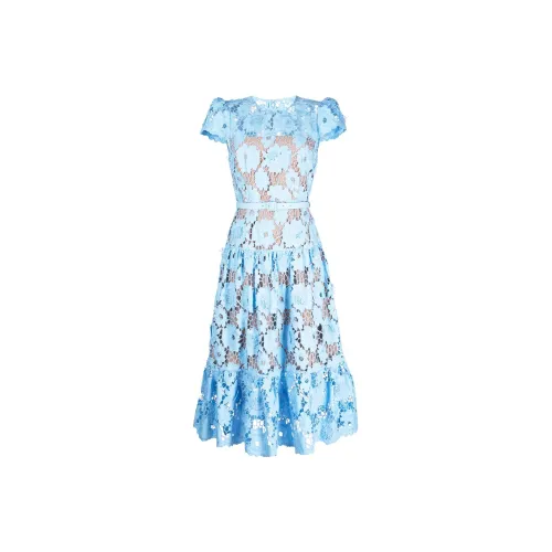 Self-portrait Floral-lace Cotton Midi Dress