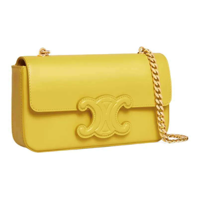 CELINE Triomphe Calfskin Crossbody Bag Shoulder Bag Women's Lemon-1