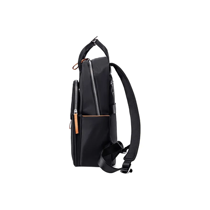 LEFF Fabric Laptop Backpack Medium Size Women's Milk Tea Apricot Sweet Apricot Pink Classic Black-12