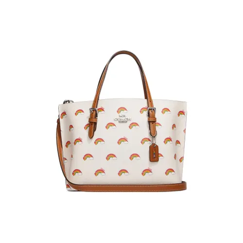 COACH Mollie Canvas With Leather Tote Bag Shopping Bag Handbag Shoulder Bag Crossbody Bag Medium Size Women's White