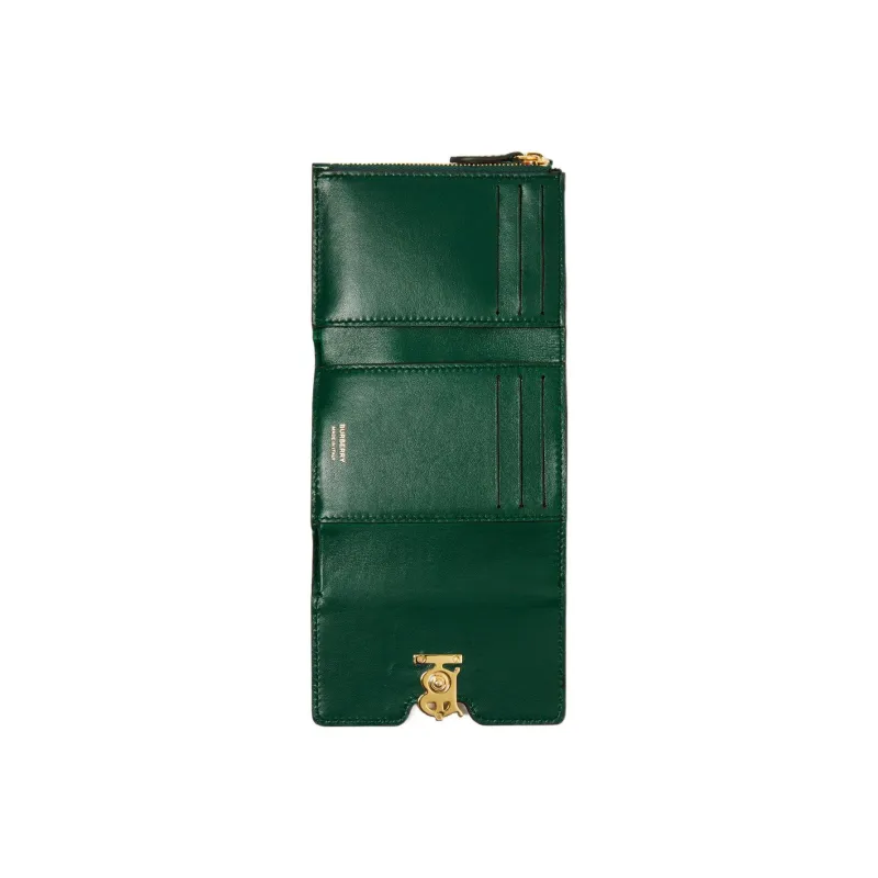 Burberry Cow Leather Wallet Women's Dark Green-3