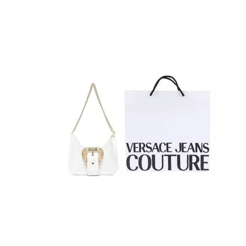 VERSACE JEANS COUTURE Polyurethane Polyester Handbag, Shoulder Bag Women's White-5