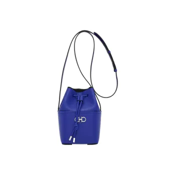 FERRAGAMO Stamped Calfskin Bucket Bags Shoulder Bag Crossbody Bag Mini Women's Blue