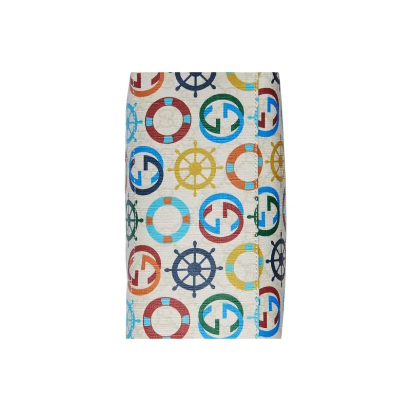 GUCCI Canvas With Leather Kids' Backpacks Kids' White/Blue-6