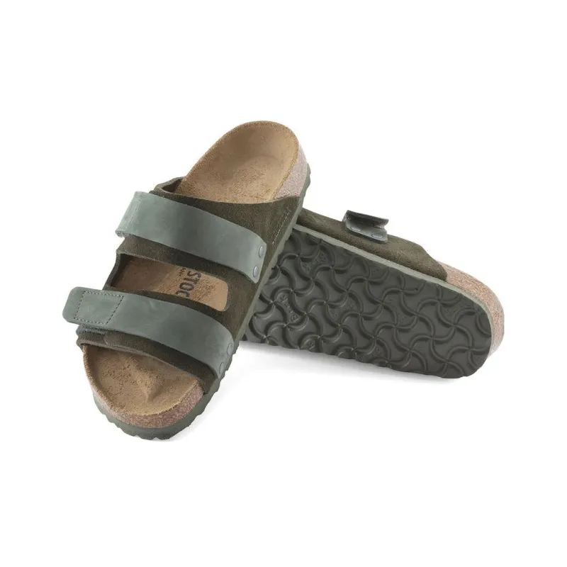 Birkenstock Uji Nubuck Leather Suede Narrow Fit Sandals 'Thyme'-3