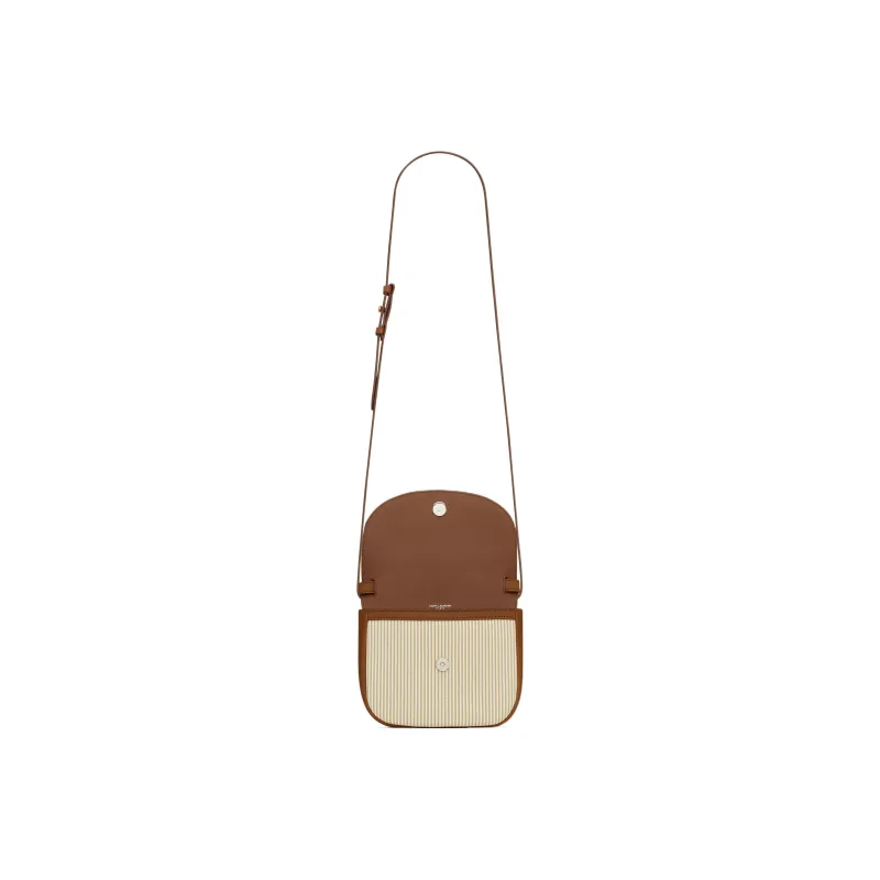 SAINT LAURENT KAIA Canvas With Tanned Leather Canvas Bag Shoulder Bag Crossbody Bag Small Size Women's Beige/Brick-4