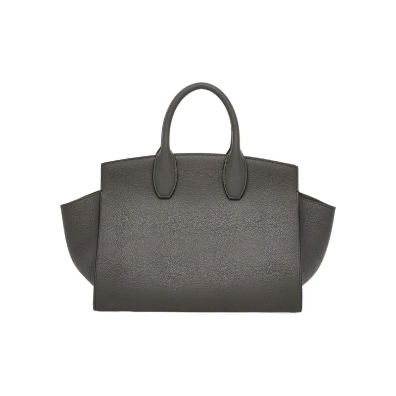 FERRAGAMO Studio Cow Leather Handbag Medium Size Women's Dark Gray-2