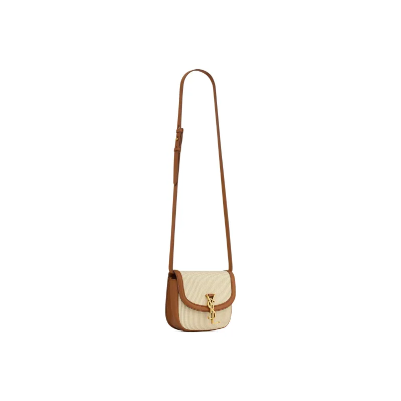 SAINT LAURENT KAIA Canvas With Tanned Leather Canvas Bag Shoulder Bag Crossbody Bag Small Size Women's Beige/Brick-5