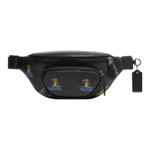 COACH Sprint Canvas With Leather Fanny Pack Sling Bag Shoulder Bag Crossbody Bag Medium Size Men's Black