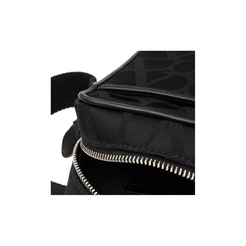 Valentino Nylon Shoulder Bag, Crossbody Bag Small Size Men's Black-6