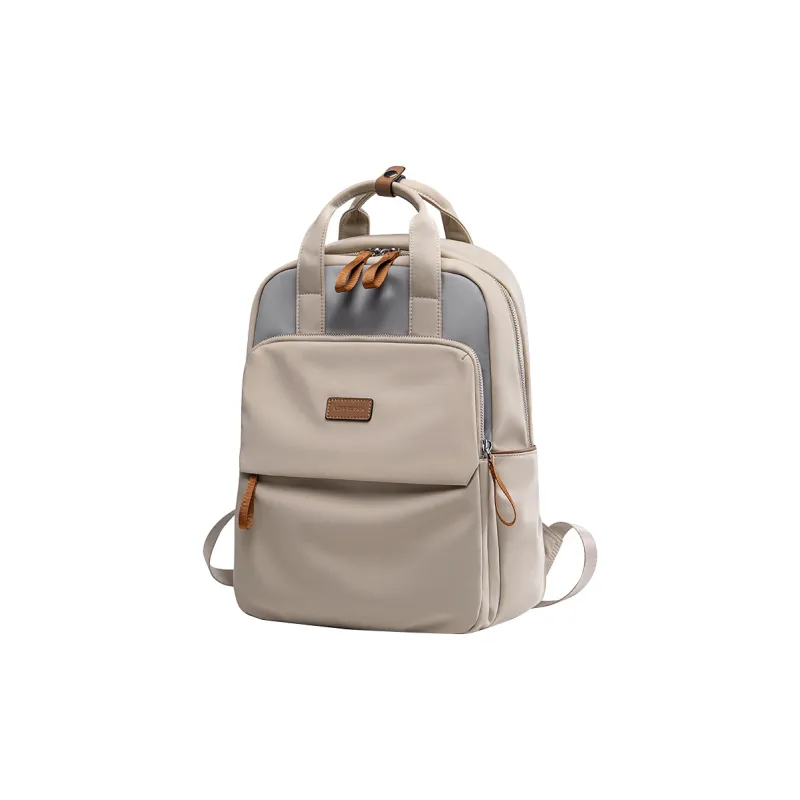 LEFF Fabric Laptop Backpack Medium Size Women's Milk Tea Apricot Sweet Apricot Pink Classic Black-6