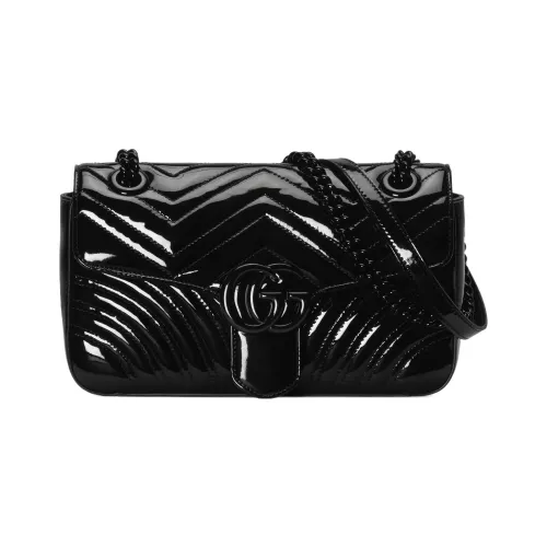 GUCCI GG Marmont cimone Leather Crossbody Bag Shoulder Bag Women's Black