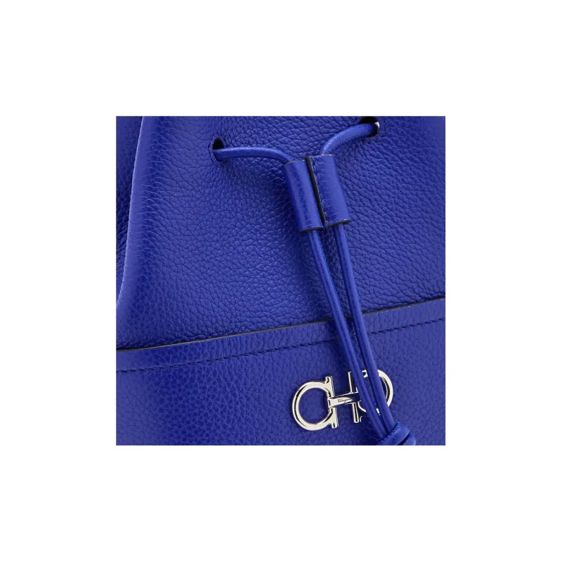 FERRAGAMO Stamped Calfskin Bucket Bags Shoulder Bag Crossbody Bag Mini Women's Blue-4