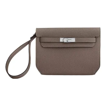 HERMES Kelly Depeches Togo Calfskin Clutch Men's 8F Tin Gray