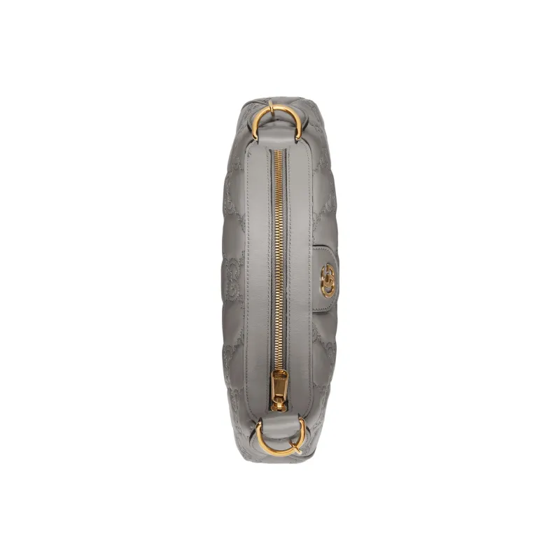 GUCCI GG Matelassé Leather Shoulder Bag Crescent Bag Shoulder Bag, Crossbody Bag Women's Gray-6