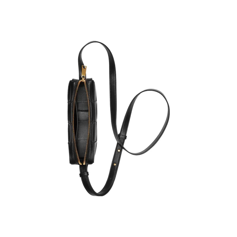 Bottega Veneta Lambskin Shoulder Bag, Crossbody Bag Mini Women's Black-3