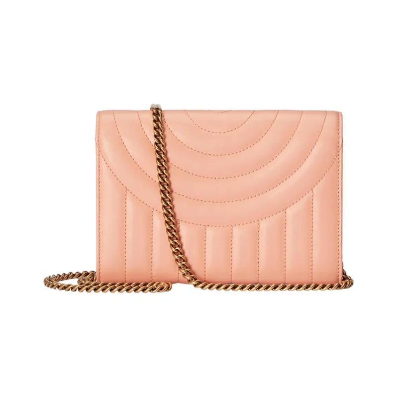 GUCCI GG Marmont Leather Shoulder Bag Crossbody Bag Mini Women's Peach Pink-4