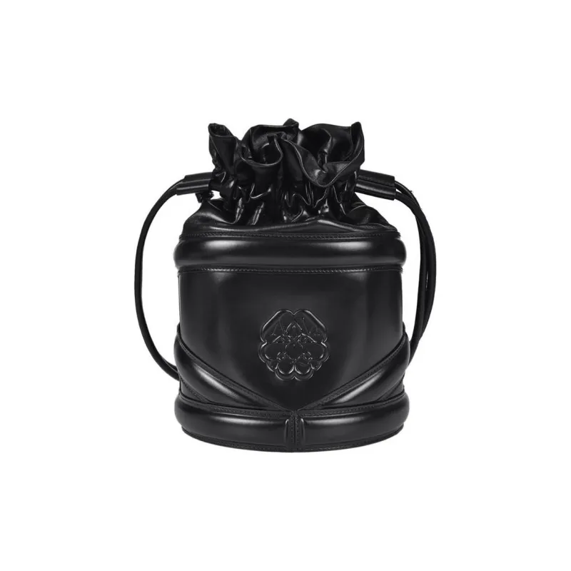 Alexander McQueen Soft Curve Calfskin Bucket Bags Crossbody Bag, Shoulder Bag Women's Black-3