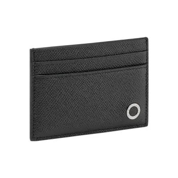 BVLGARI Cow Leather Card Clip Card Holder Men's Black