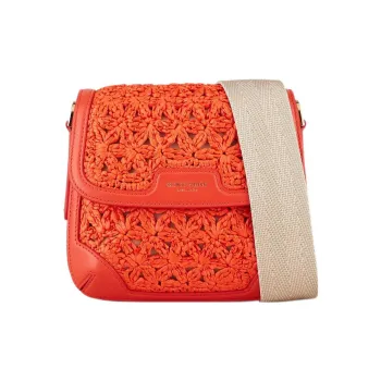 AMANI Raffia With Leather Shoulder Bag Women's Coral Red