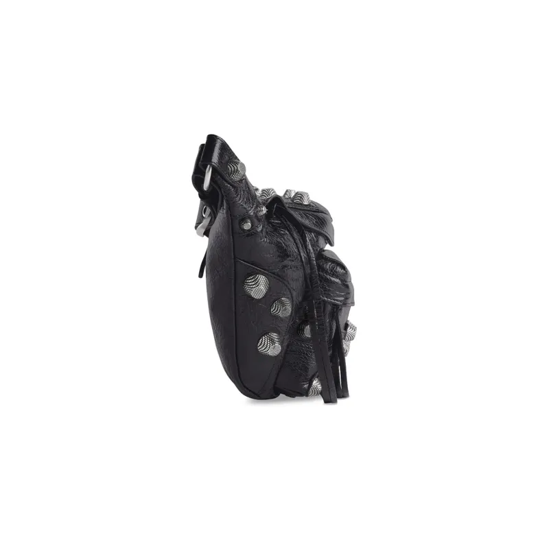Balenciaga Le Cagole Fine Grained Sheepskin Fanny Pack Medium Size Men's Black-2