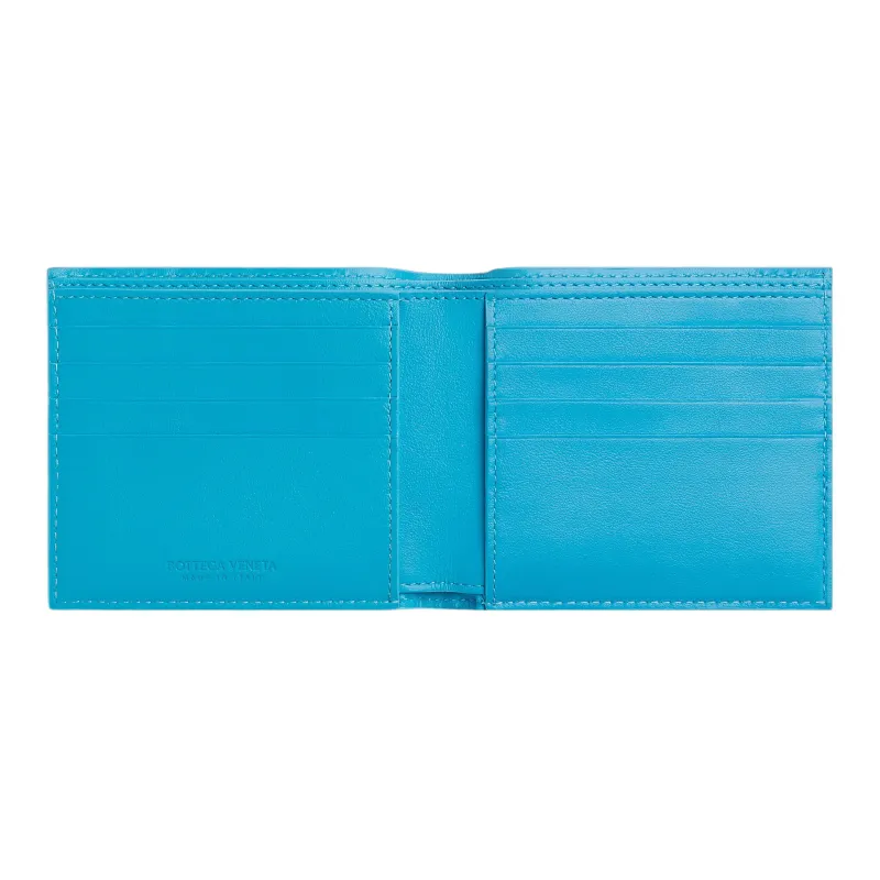 Bottega Veneta Intrecciato Cow Leather Card Holder Wallet Small Size Men's Swim Pool Blue-2