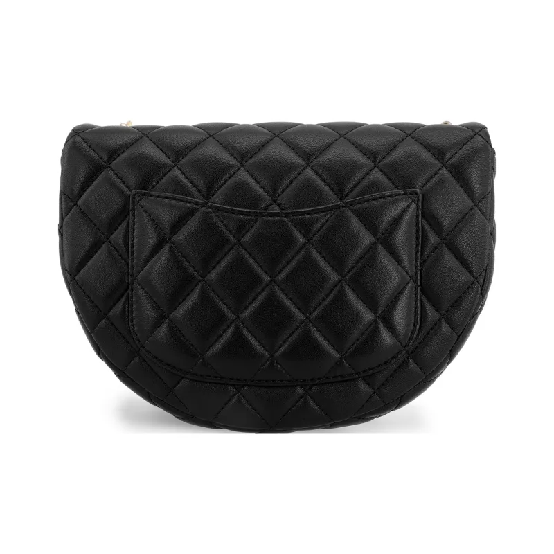 CHANEL Lambskin Messenger Bag, Chain Bag, Shoulder Bag, Crossbody Bag Trumpets Women's Black-2