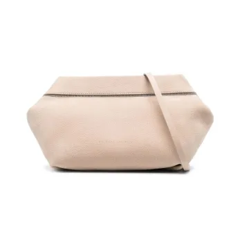 Brunello Cucinelli Leather Crossbody Bag Shoulder Bag Women's Light Beige